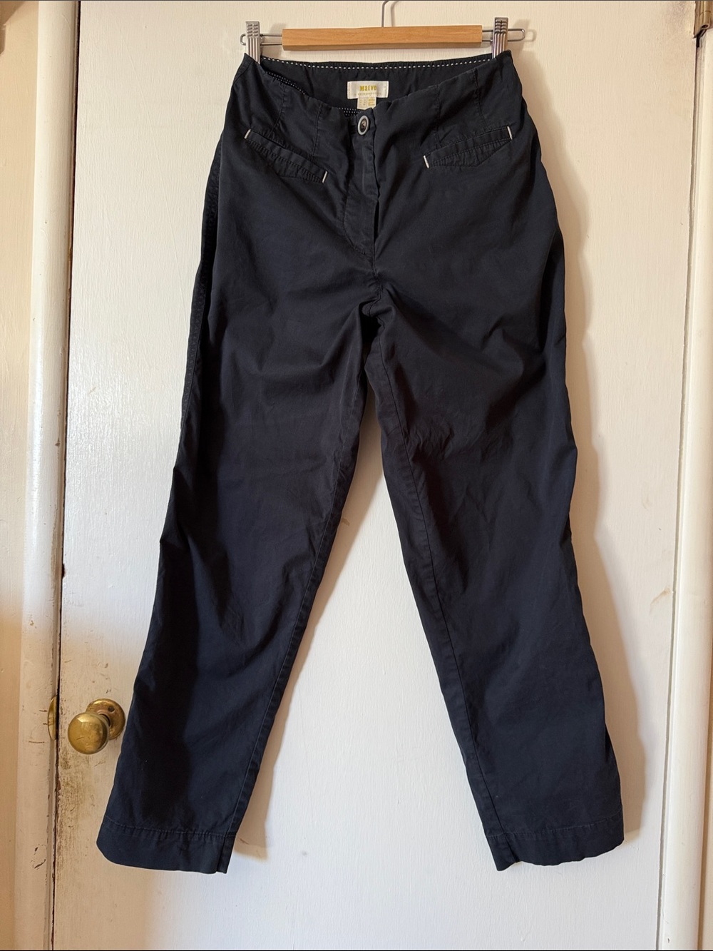 Maeve by Anthropologie Navy Trousers with Contrast Stitching | Women's US4/UK 8